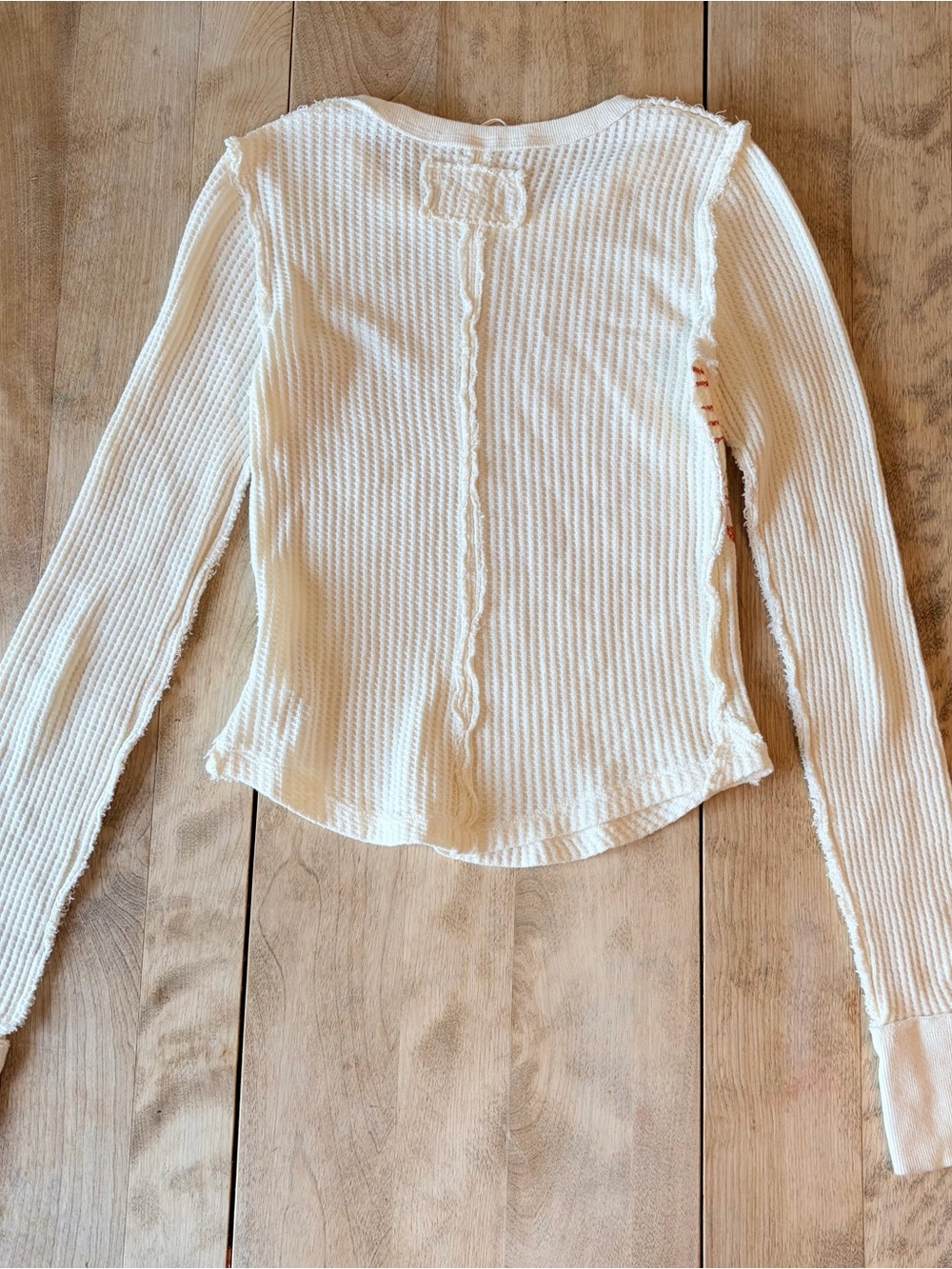 We The Free Cream Waffle Knit Long Sleeve Top with Red Heart Print - Picture 3 of 8